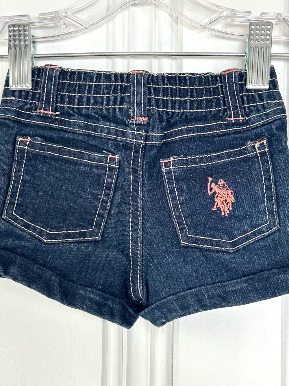 U.S. Polo Assn. Dark Blue Denim Shorts with Pink Logo